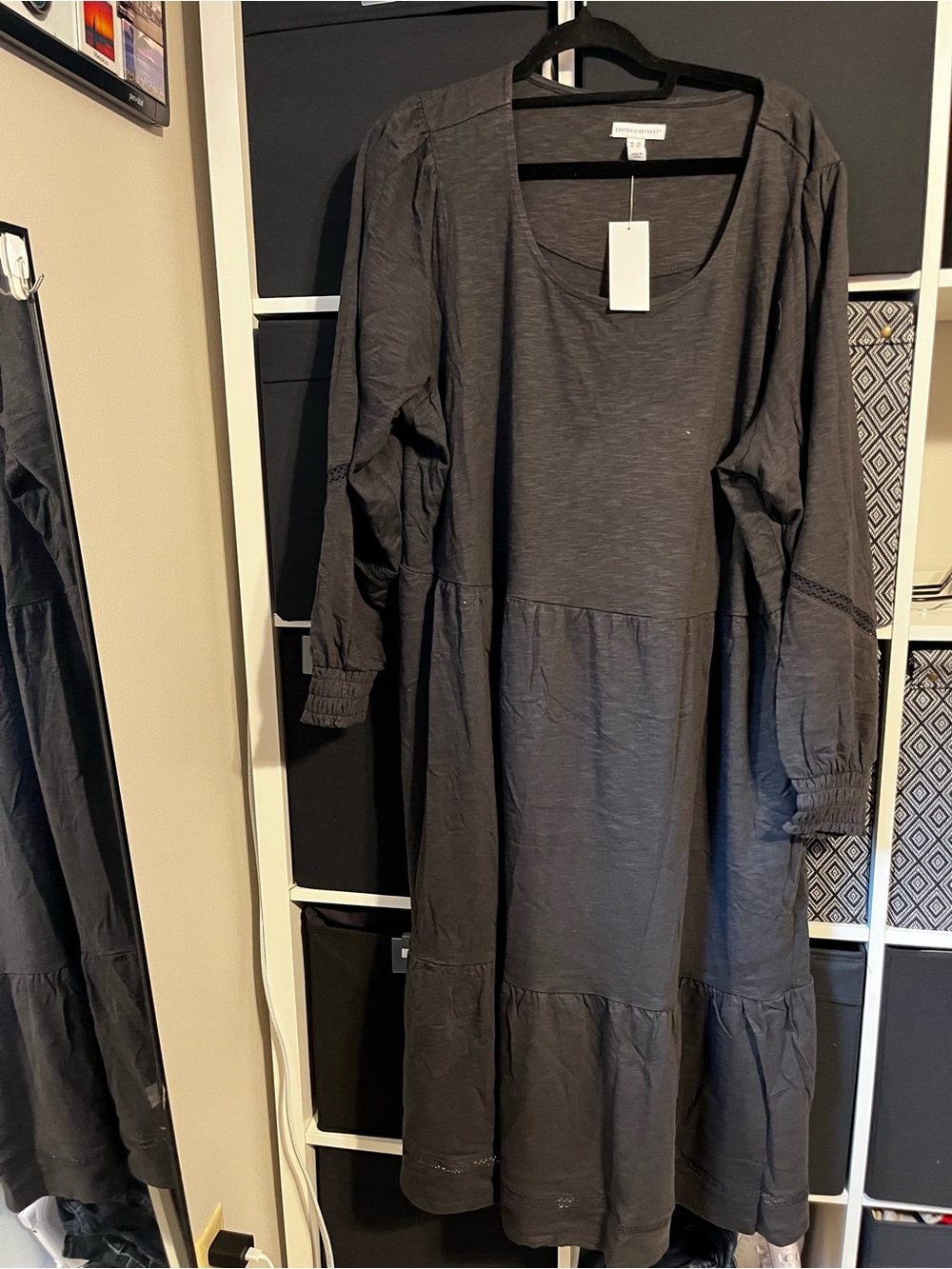Canon Charcoal Long Sleeve Tiered Dress